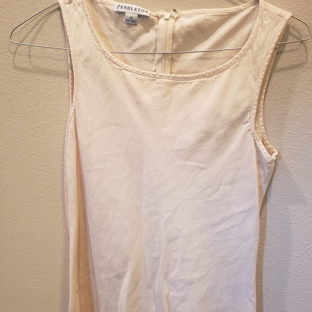PENDLETON WOMEN'S LINEN BLEND SLEEVELESS DRESS SIZE 10 TAN